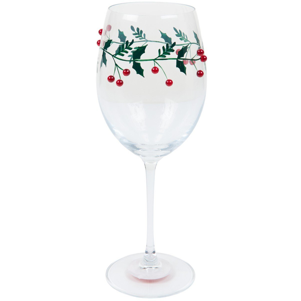 Wine Glass with Mistletoe Decoration Clear Image 1