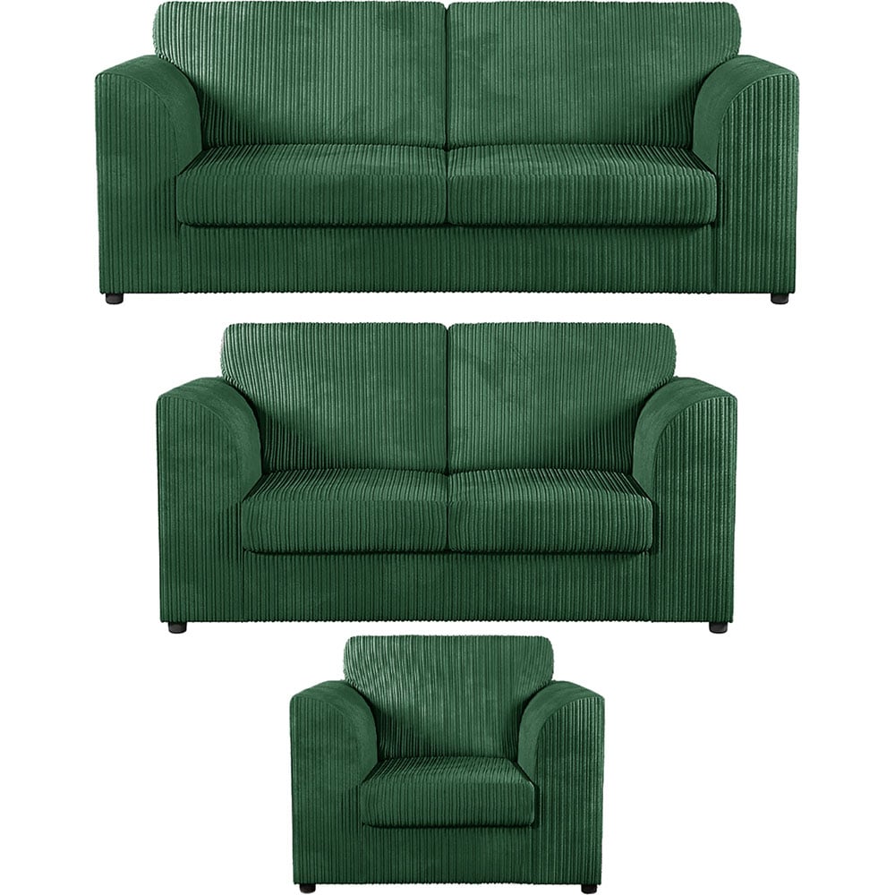 Luxor 6 Seater Green Jumbo Cord Full Back Sofa Suite Image 2