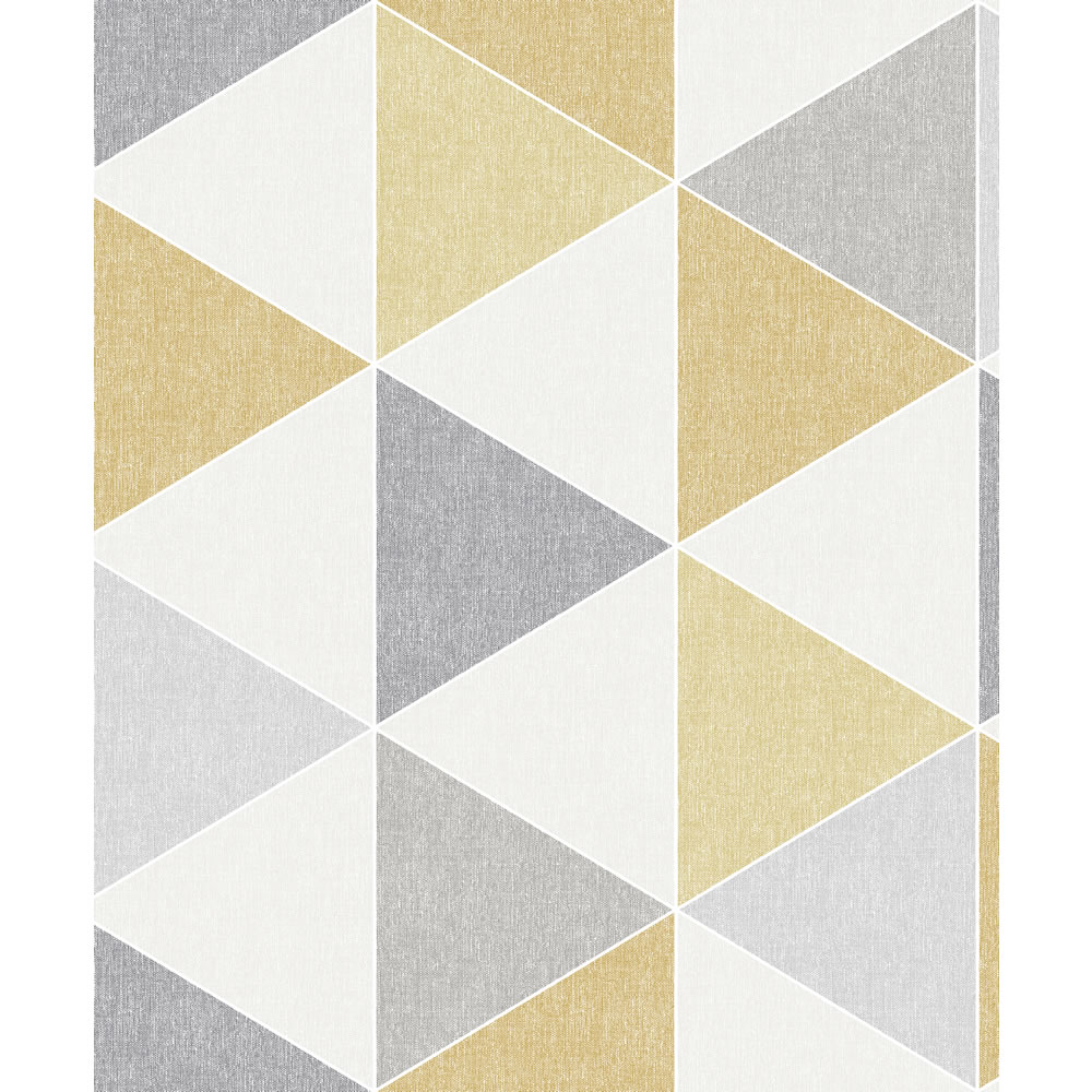 Arthouse Wallpaper Scandi Triangle Yellow and Grey