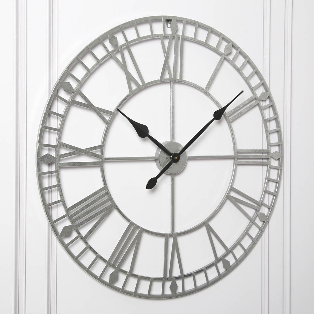 EOS Silver Foiled Skeleton Wall Clock with Roman Numerals 80cm Image 8