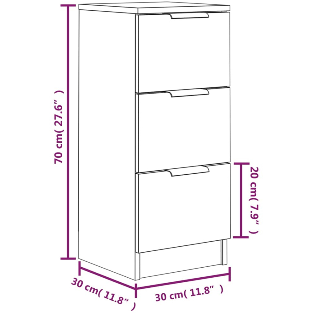 vidaXL 3 Drawer Grey Sonoma Sideboard 2 Pack Image 9