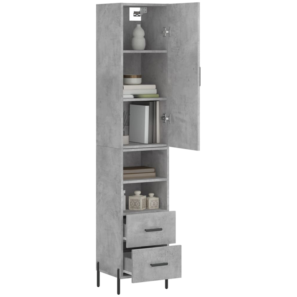 vidaXL Single Door 2 Drawer 2 Shelf Concrete Grey Highboard Image 3