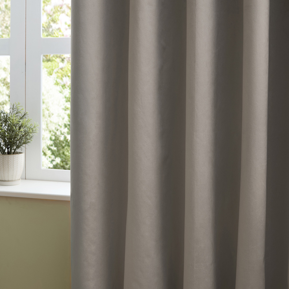 Furn The Ultimate Silver Velvet Blackout Eyelet Curtains 117 x 183cm Image 3