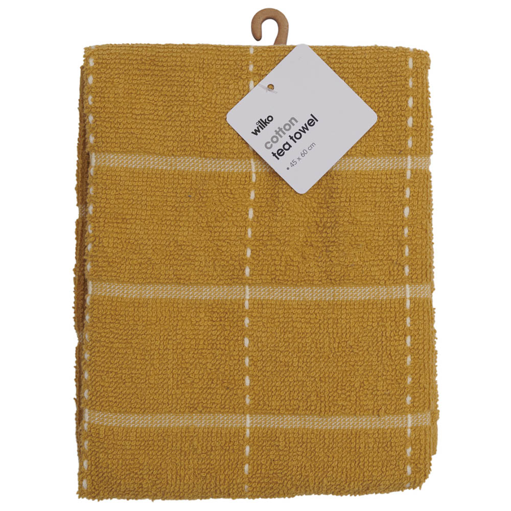 Wilko Cotton Terry Tea Towel Yellow 45 x 60cm Image 1
