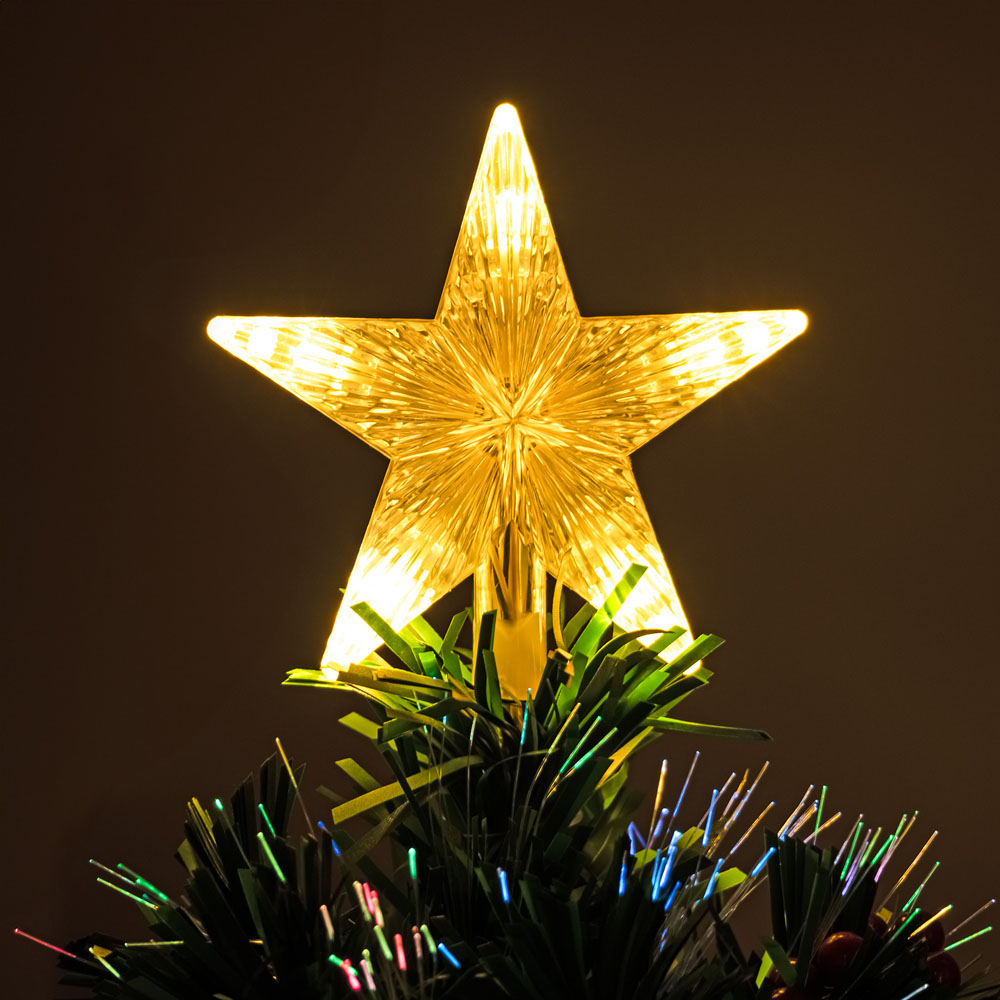 The Christmas Centre Warm White LED Green Fibre Optic Artificial Xmas Tree with Berries 5ft Image 5