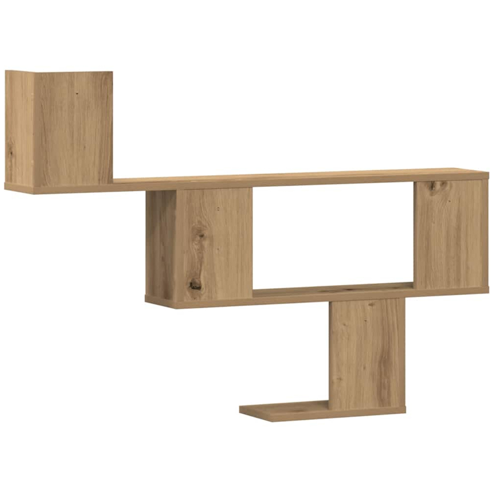 vidaXL 3 Shelf Artesian Oak Processed Wood Wall Shelf Image 5