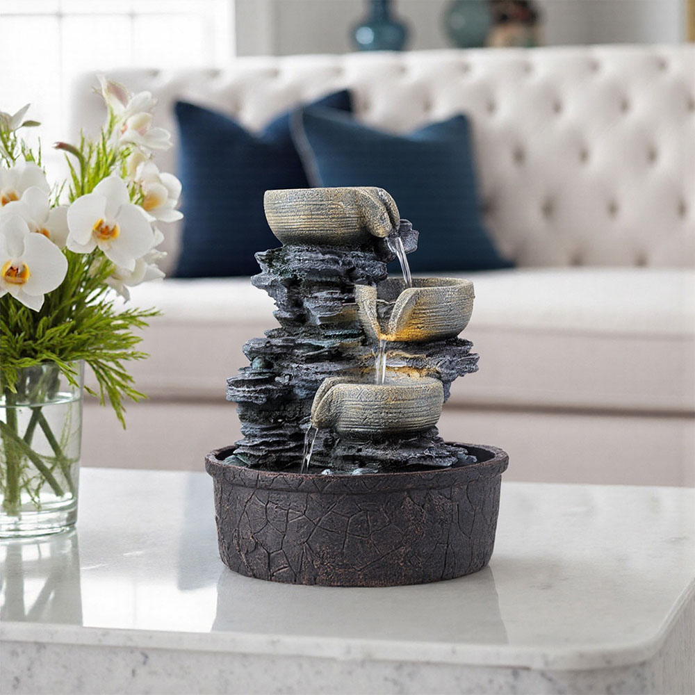 Living and Home Multi Tier LED Light Water Fountain Image 2