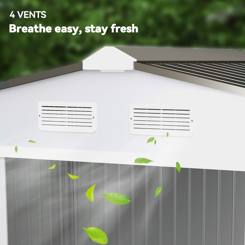 Outsunny 9 x 6ft Silver Metal Apex Garden Shed Image 7