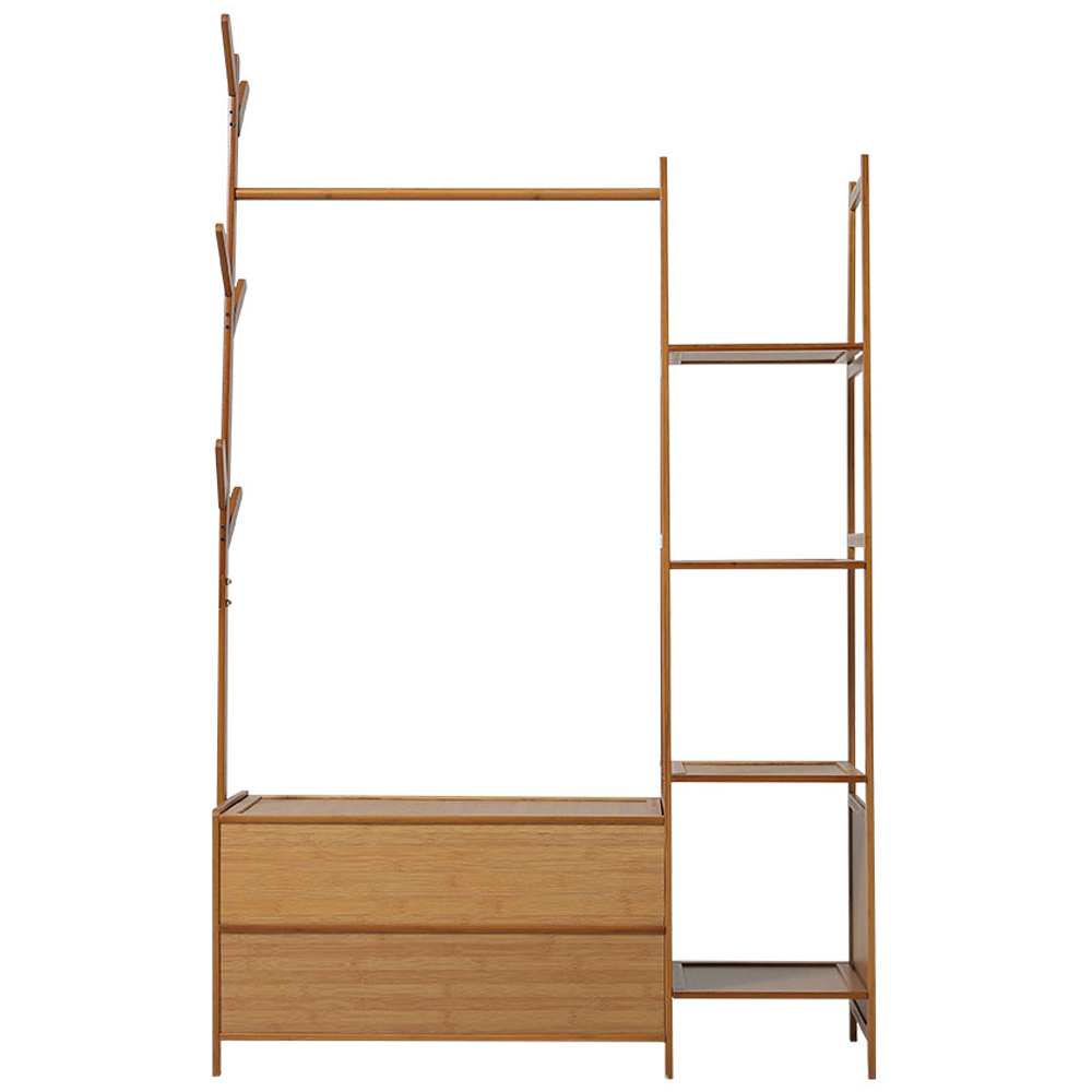 Living and Home Freestanding Bamboo Clothes Rack with Drawers Image 3