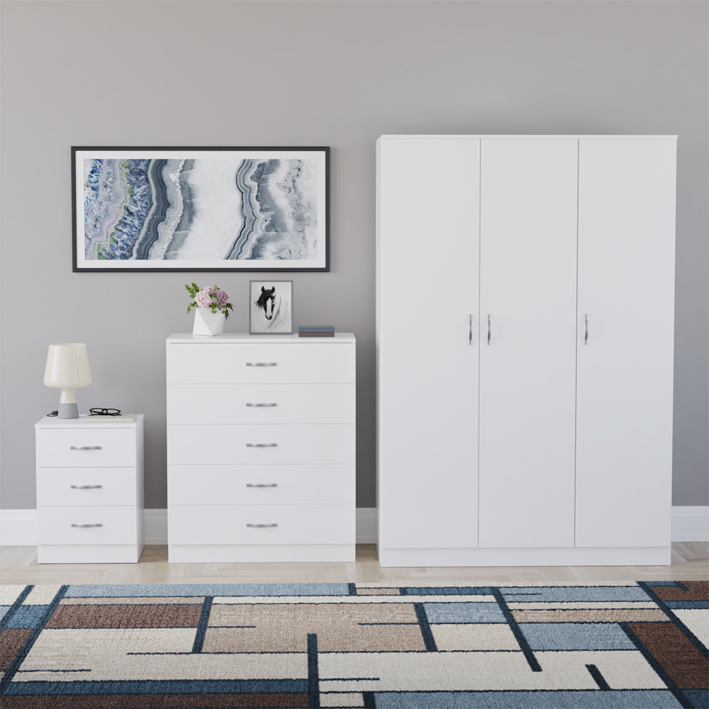 VIDA DESIGNS Riano White 3 Piece Bedroom Furniture Set Image 2