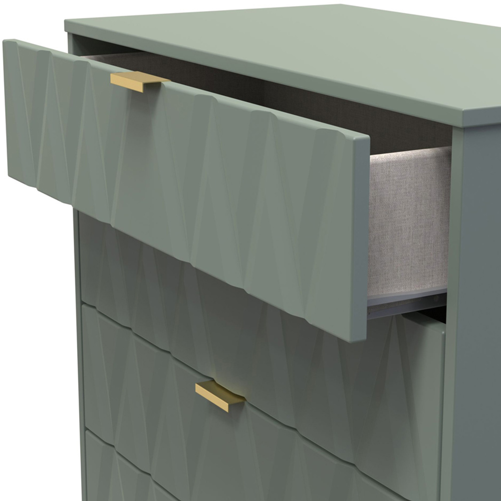 Crowndale Diamond 5 Drawer Reed Green Chest of Drawers Image 6