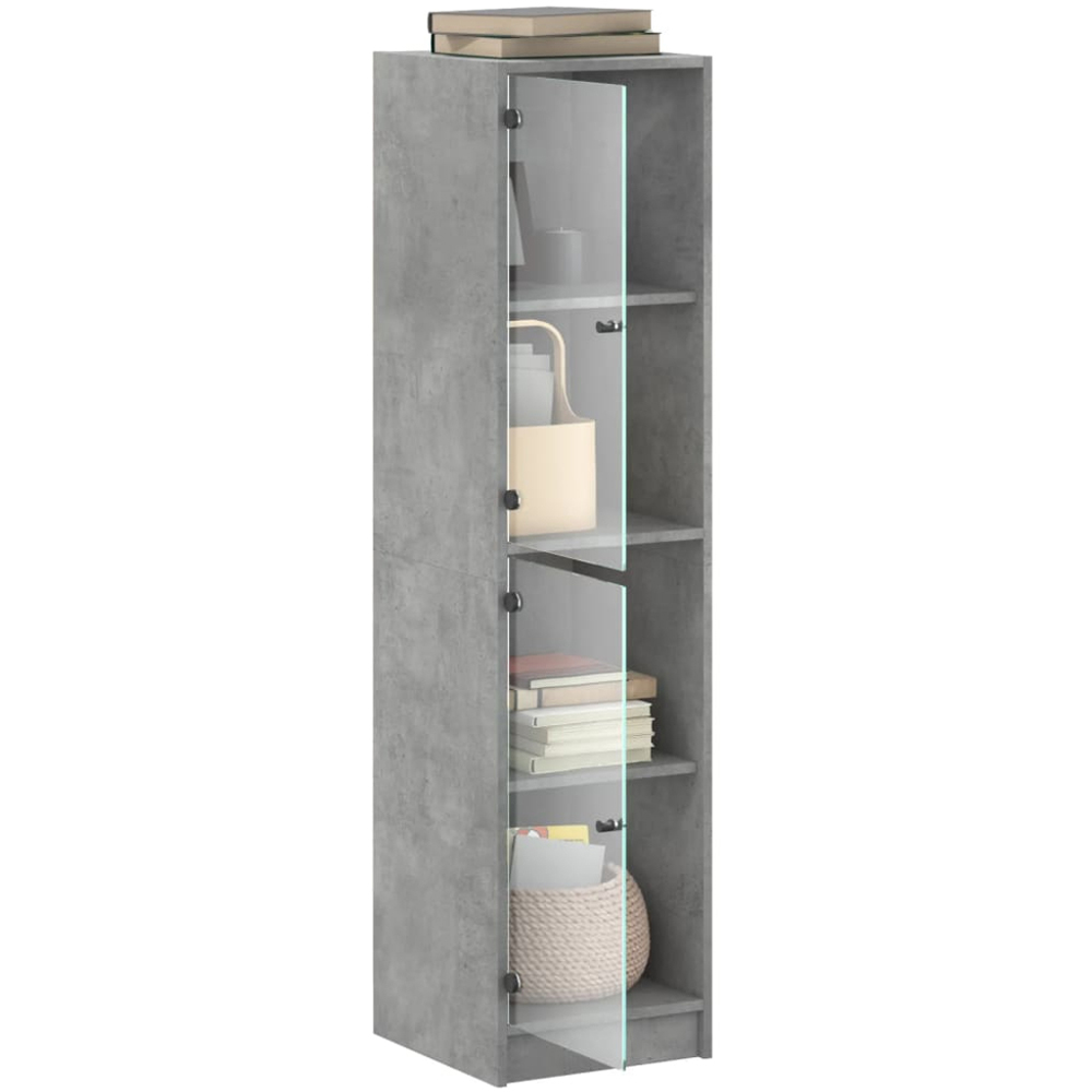 vidaXL 2 Glass Door Concrete Grey Highboard Image 5