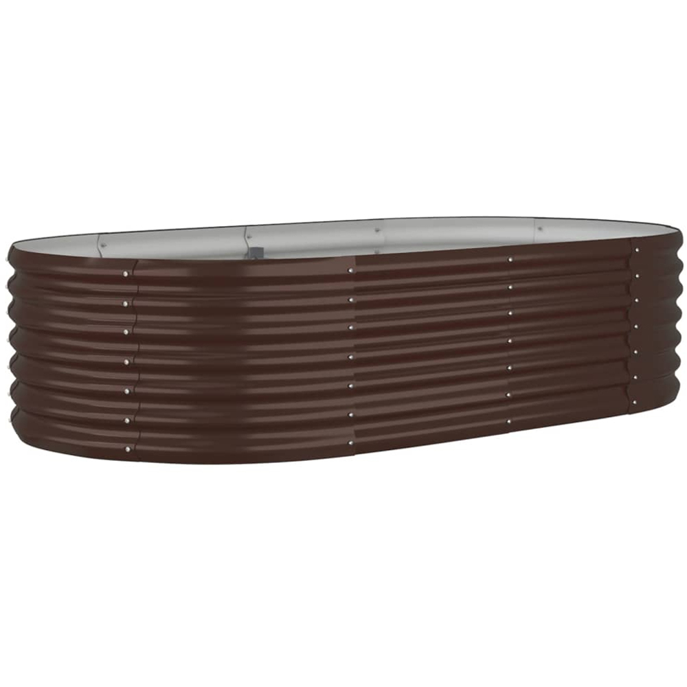 vidaXL Brown Galvanised Steel Oval Raised Garden Bed 152 x 80 x 36cm Image 1