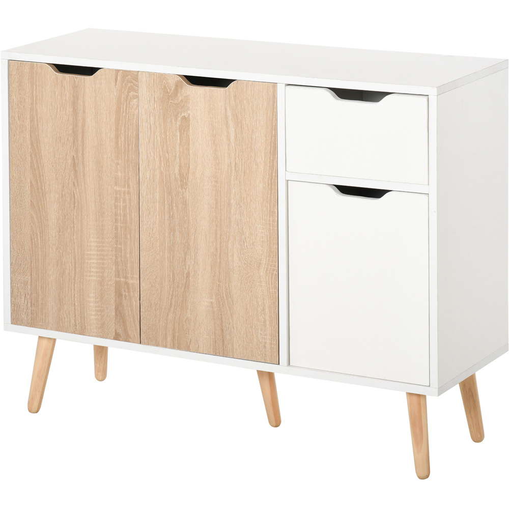 Portland 2 Door 2 Drawer Natural and White Standing Sideboard Image 2