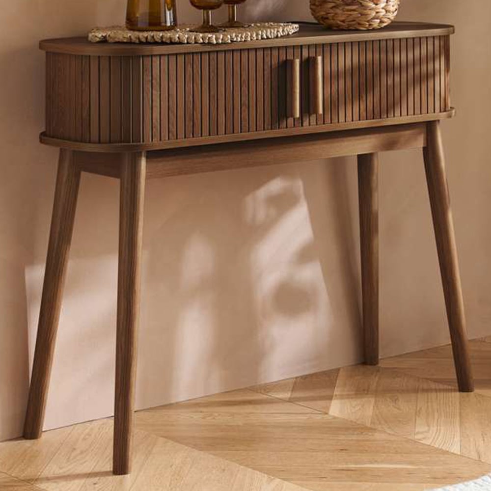 Birlea Axel 2 Door Walnut Fluted Console Table Image 1