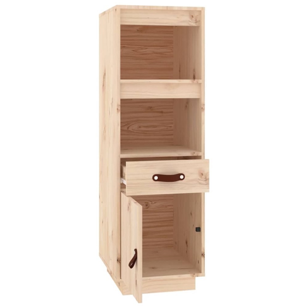 vidaXL Single Door Single Drawer 2 Shelf Natural Solid Pine Wood Highboard Image 5