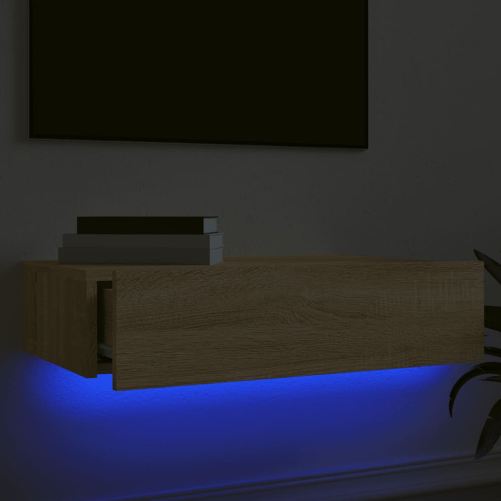 vidaXL Single Drawer Sonoma Oak Wall Mounted LED TV Cabinet Image 1