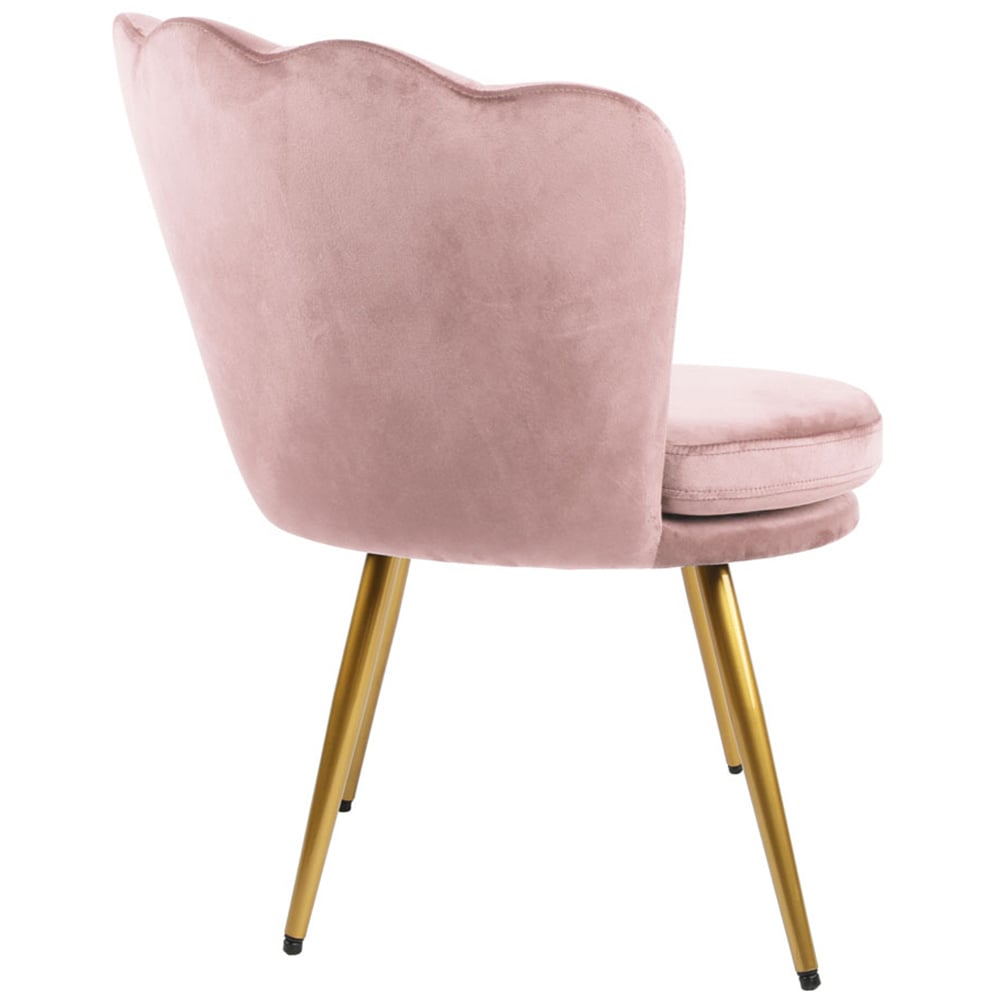 Flora Pink Velvet Scalloped Back Accent Chair Image 5