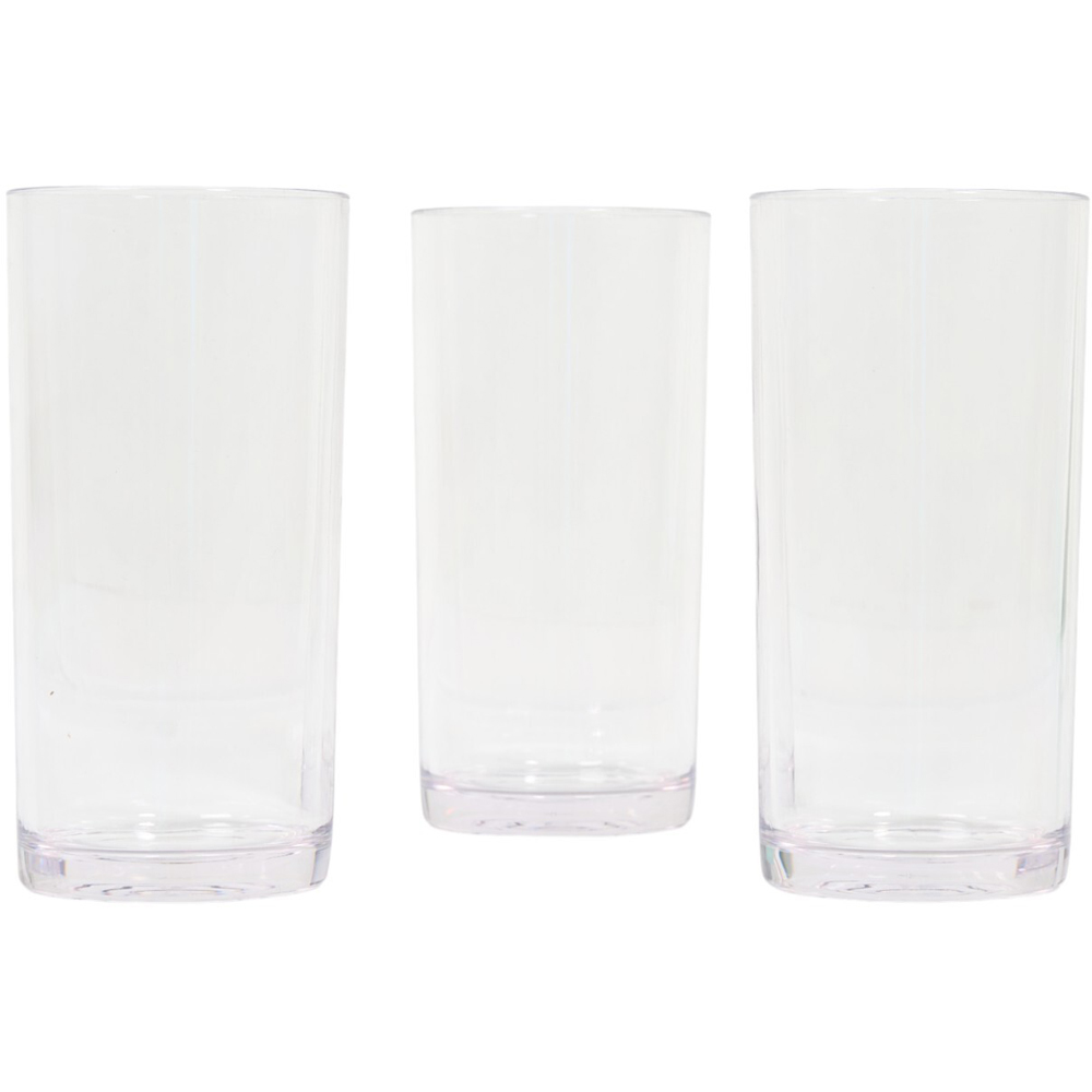 Set of 3 Clear Highball Glasses Clear Image 2