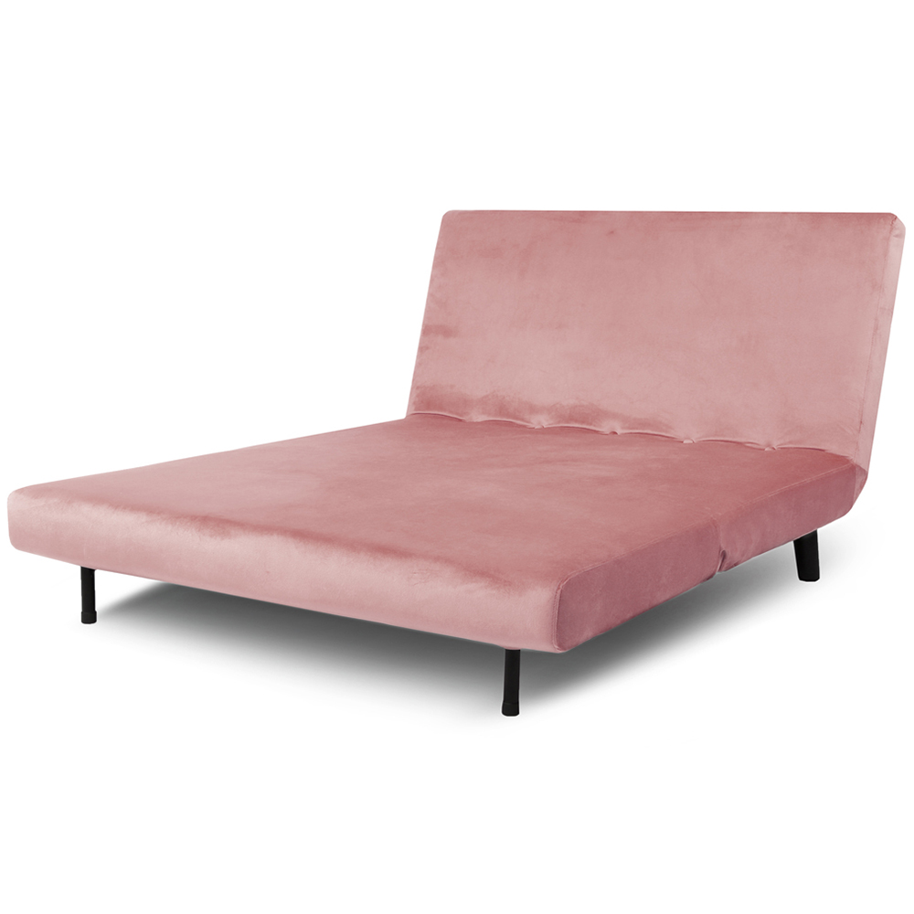 Aurora 2 Seater Pink Velvet Sofa Bed Image 5