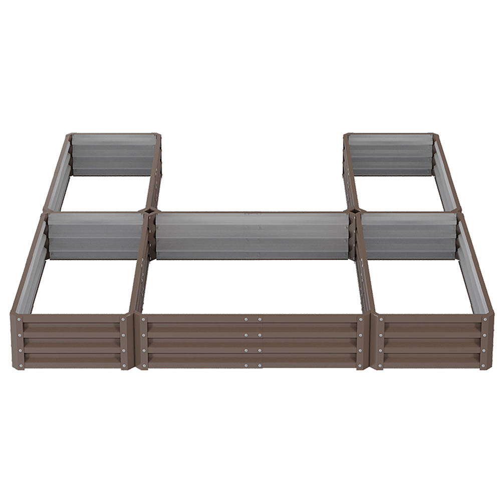 Living and Home Brown U Shap Zinc Steel 5 Compartment Raised Garden Bed 243 x 241cm Image 2