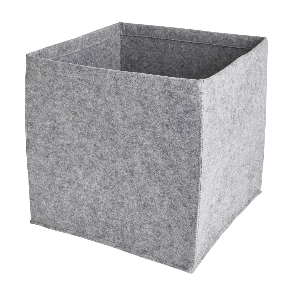 Wilko 30 x 30cm Grey Felt Storage Box Image 2