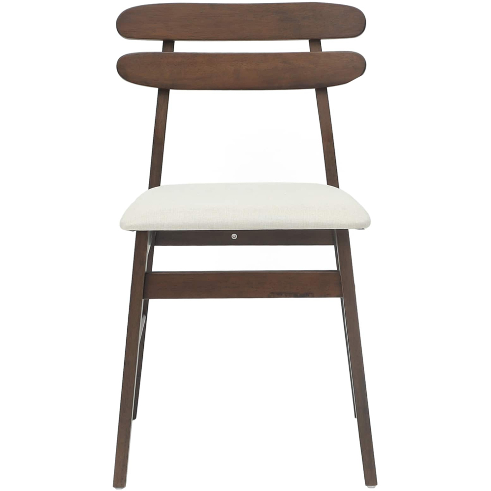 vidaXL Set of 2 Light Brown Rubberwood Rectilinear Vintage Dining Chairs Image 3