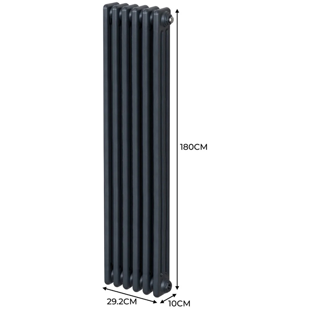 Monster Shop 3957 BTU Anthracite Grey Traditional 3 Column Radiator 1800 x 292mm Image 6