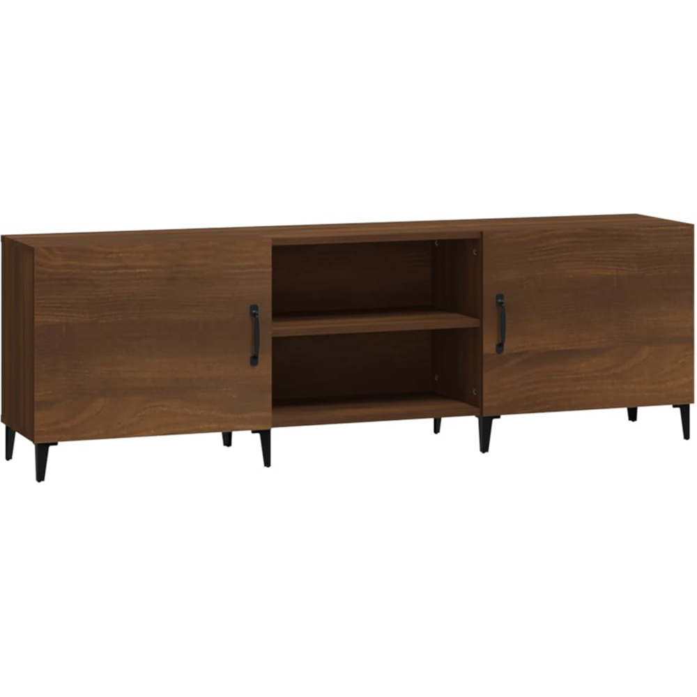 vidaXL 2 Door 2 Shelf Brown Wooden TV Cabinet Image 2