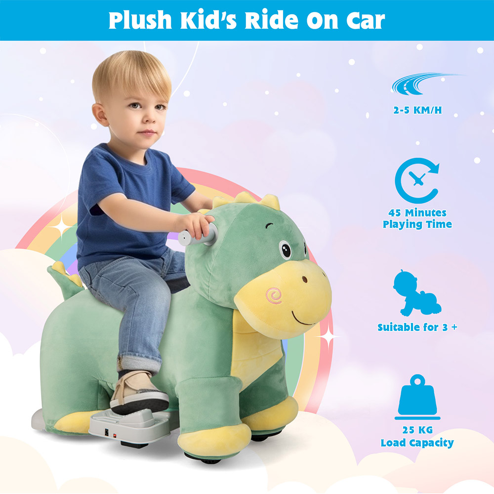 Costway Kids Green Electric Animal Ride On Toy with Music Function 6V Image 5