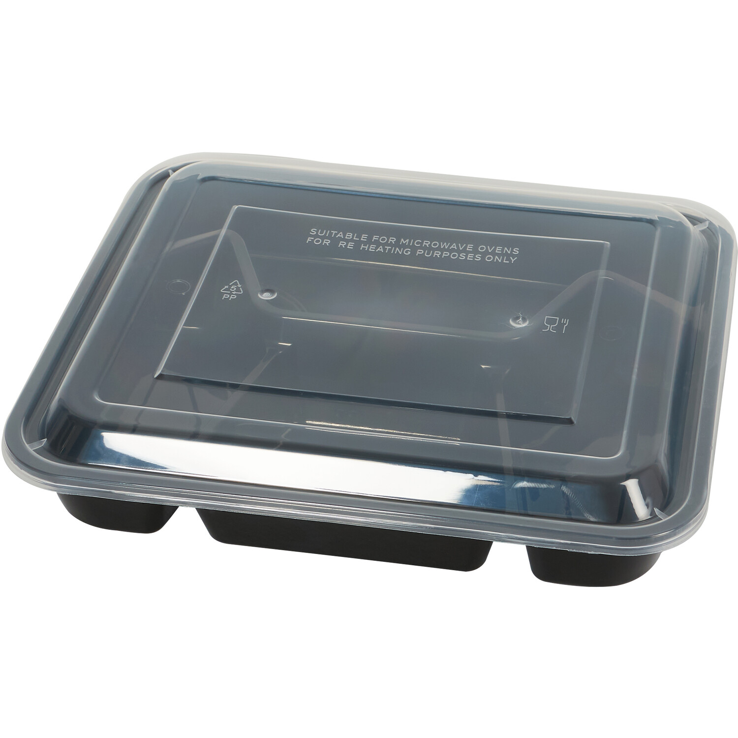 Pack of 10 Compartment Containers with Lids - Black Image 4