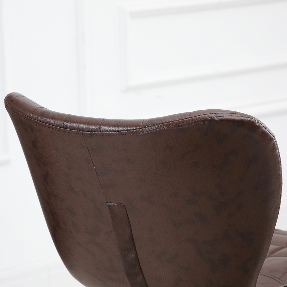 Portland Brown PU Leather Height Adjustable Swivel Bar Stool Set of 2 Image 3