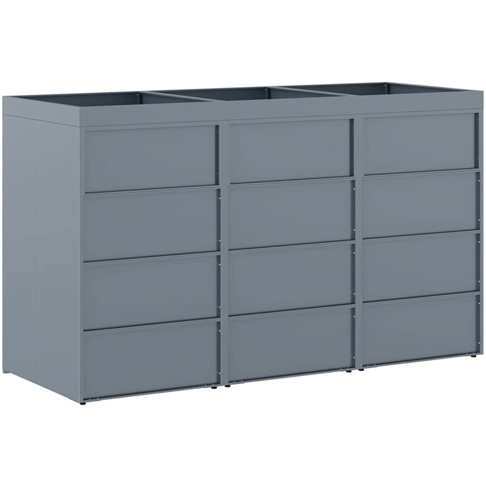 vidaXL Light Grey 3 Wheelie Bin Storage Shed with Planter Roof Image 6