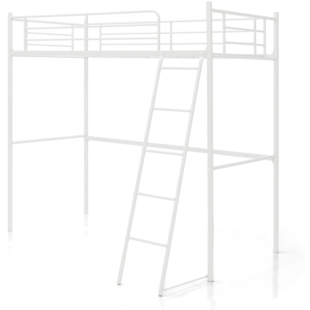 Costway Single White Metal High Sleeper with Ladder Image 3