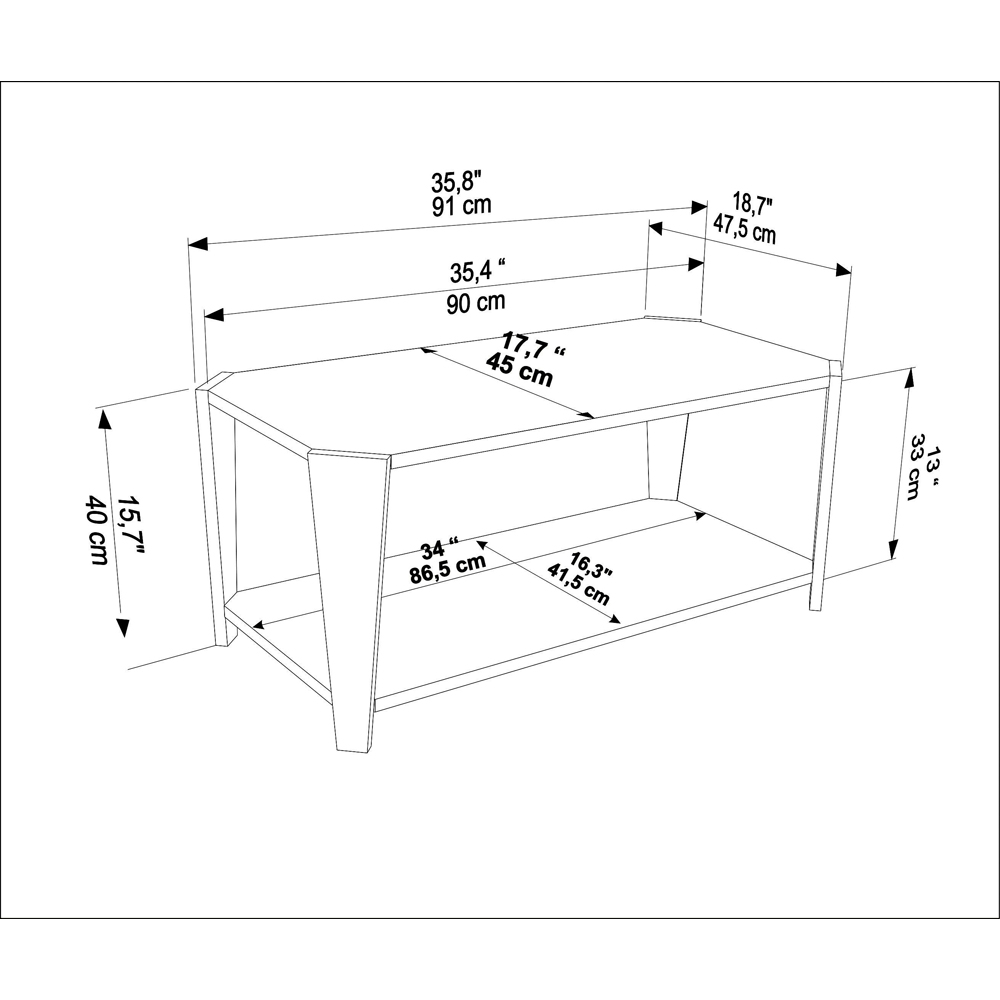 Decorotika Monaco Single Shelf Walnut Traverter Coffee Table Image 7