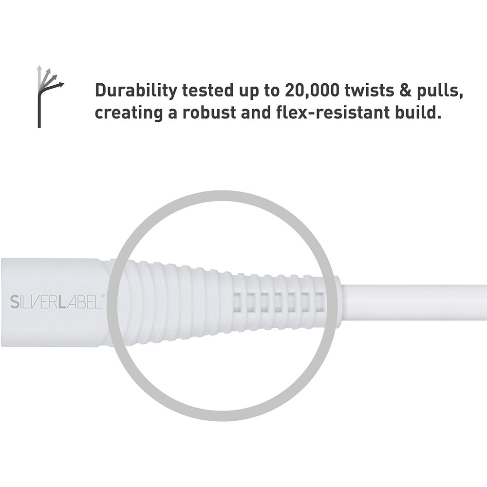 SilverLabel White USB-A to Lightning Cable 1m Image 5