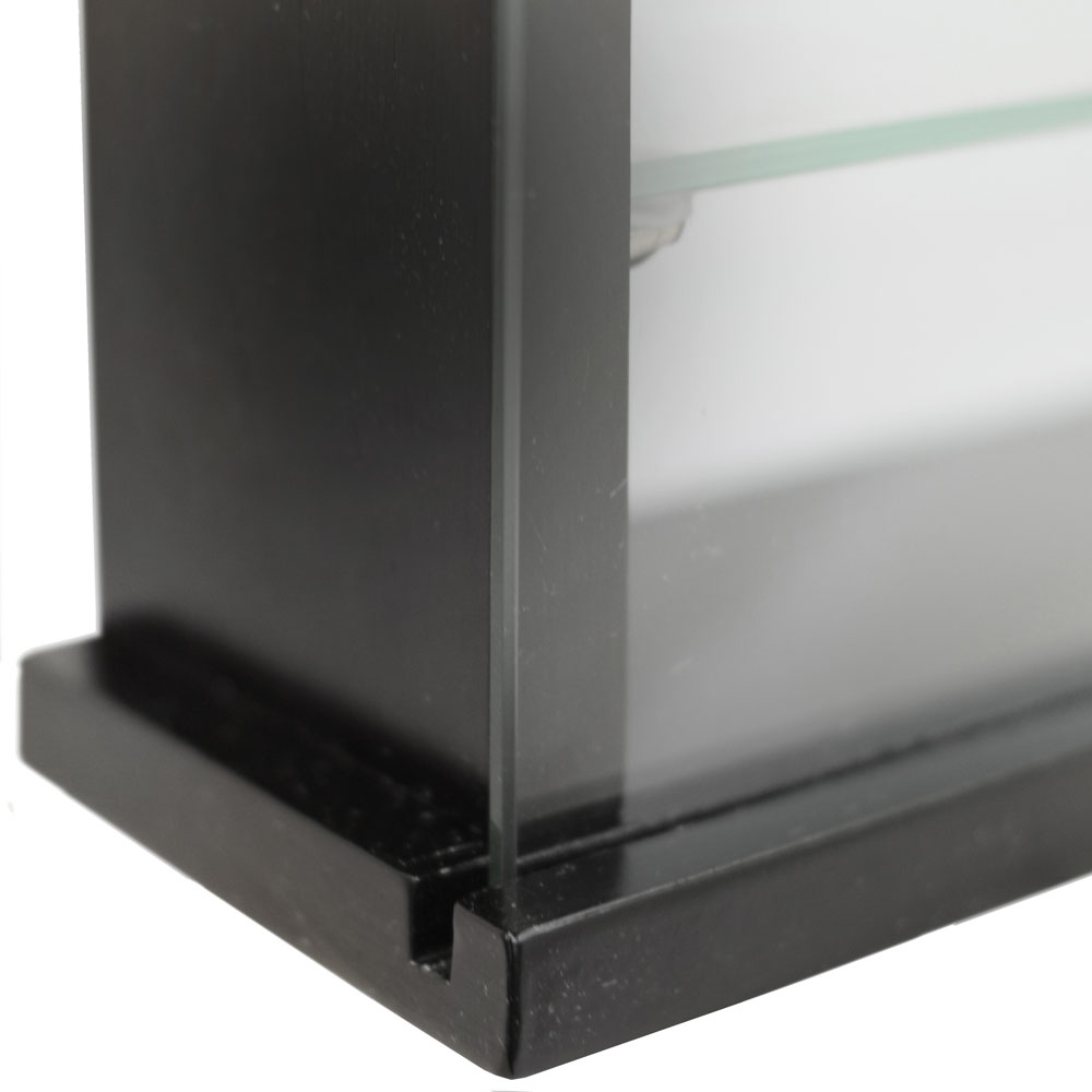 Watsons Exhibit 4 Shelf Black Glass Wood Wall Display Cabinet Image 6