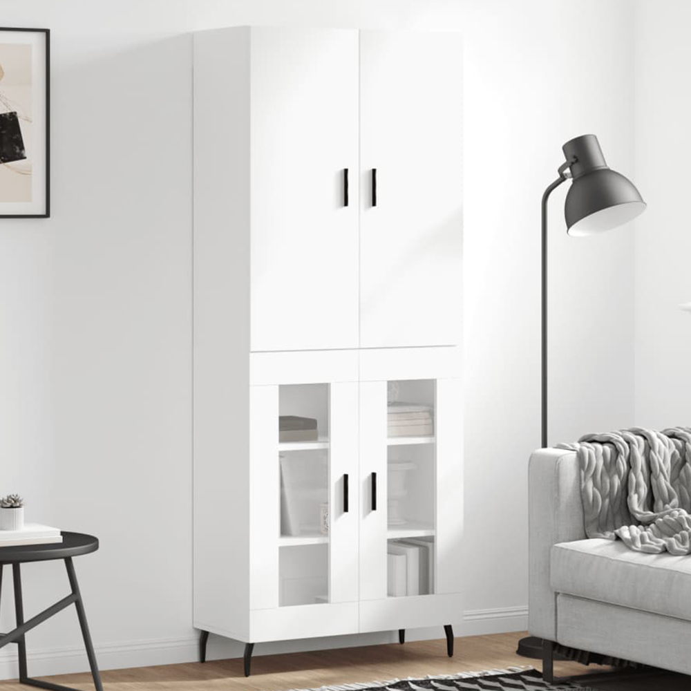 vidaXL 4 Door White Highboard Image 1