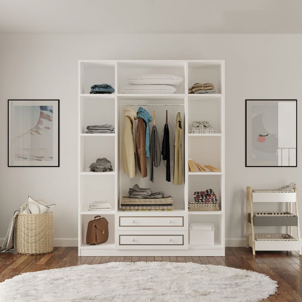 Evu CLEMENT 4 Door 2 Drawer White Wardrobe Image 5