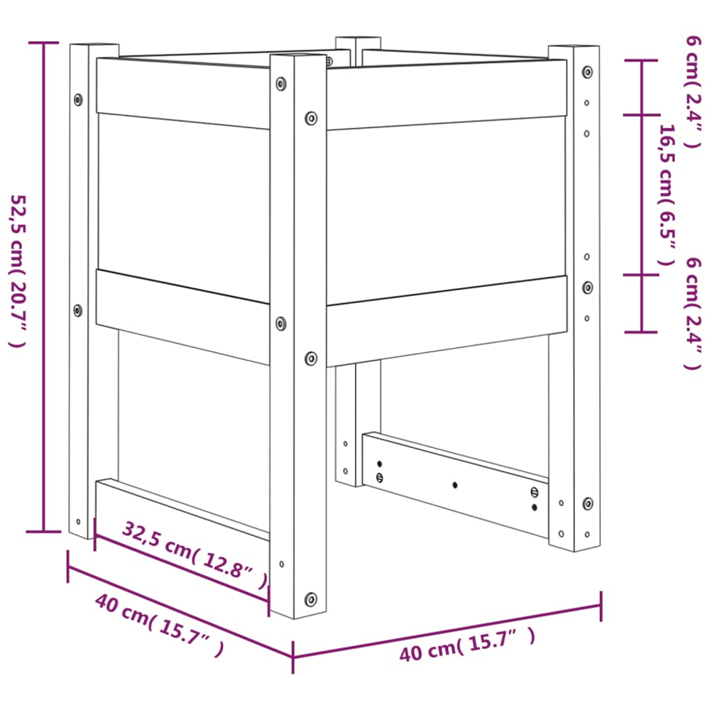 vidaXL White Solid Pine Wood Garden Planter 40 x 40 x 52.5cm 2 Pack Image 6