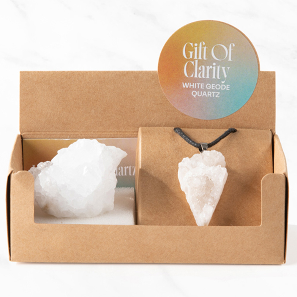 Myga Geode Quartz Stone and Pendant Gift Set Image 3