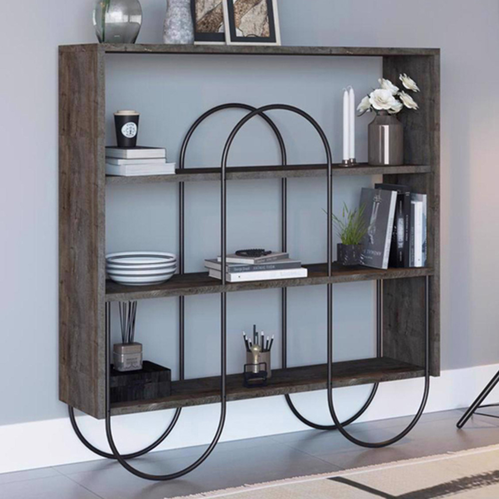 FWStyle Norfolk 3 Tier Dark Coffee Oak Display Unit Sideboard Image 1
