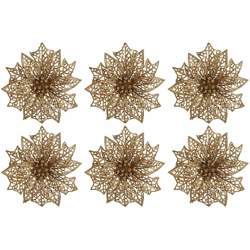 Wilko Rococo Snowflake Christmas Baubles 6 Pack Image 3
