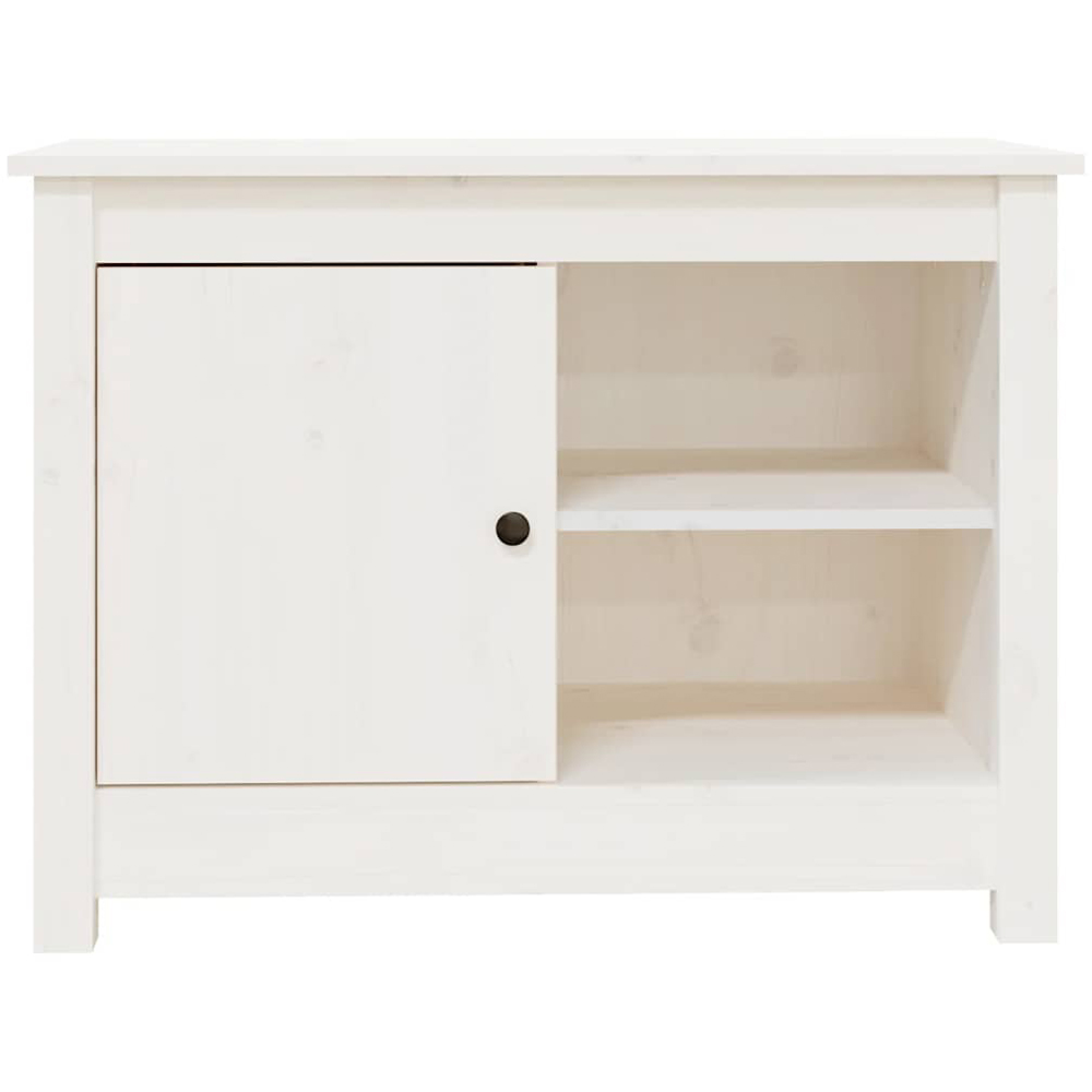 vidaXL Single Door 2 Shelf White Solid Pine Wood TV Cabinet Image 3