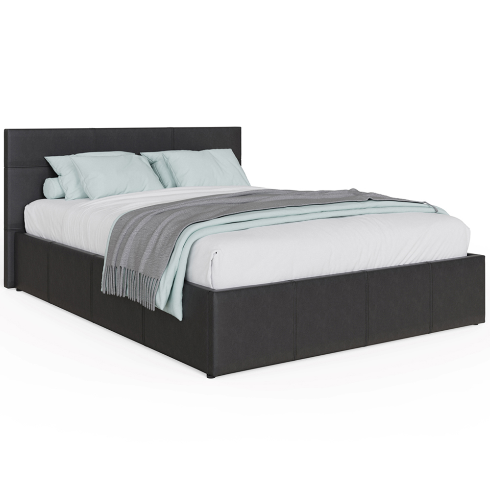 GFW King Size Black Faux Leather End Lift Ottoman Bed with Bonnell Mattress Image 3