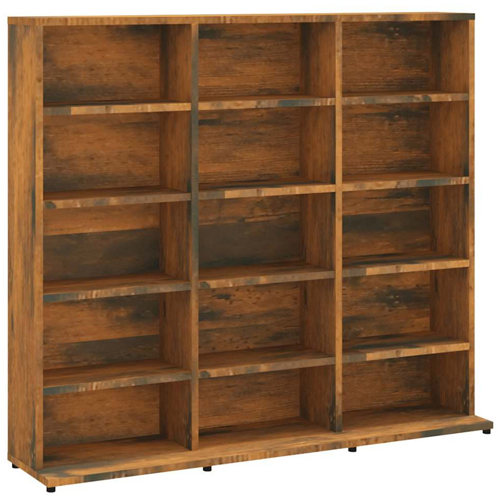 vidaXL 15 Open Shelf Smoked Oak CD Cabinet Image 2