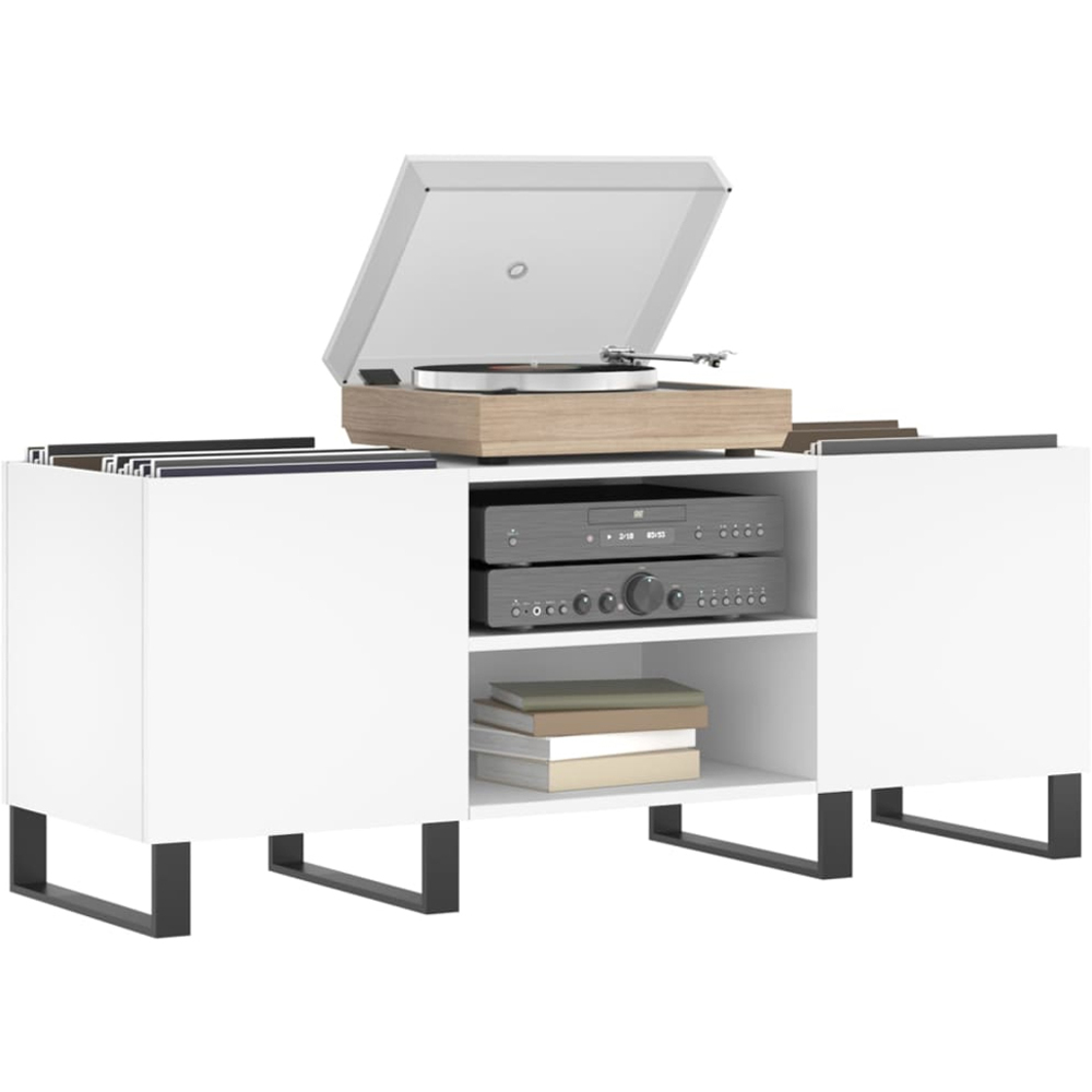 vidaXL 2 Shelf White Record Cabinet Image 3