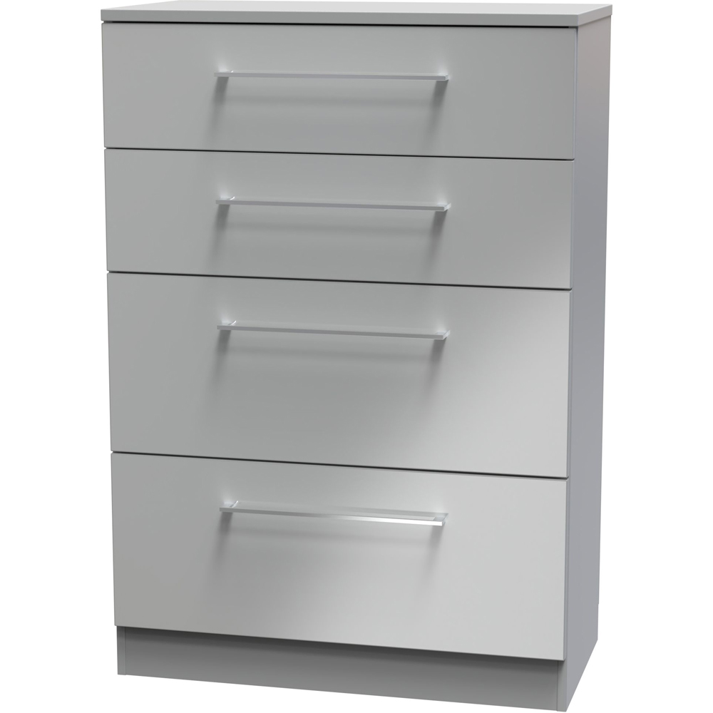 Crowndale Worcester 4 Drawer Uniform Gloss and Dusk Grey Chest of Drawers Ready Assembled Image 2
