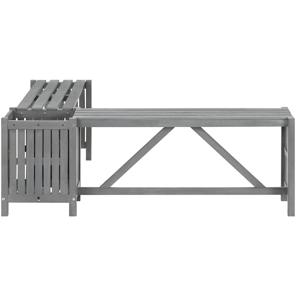 Walplus Grey Solid Acacia Wood Corner Garden Bench with Planter 117cm Image 4