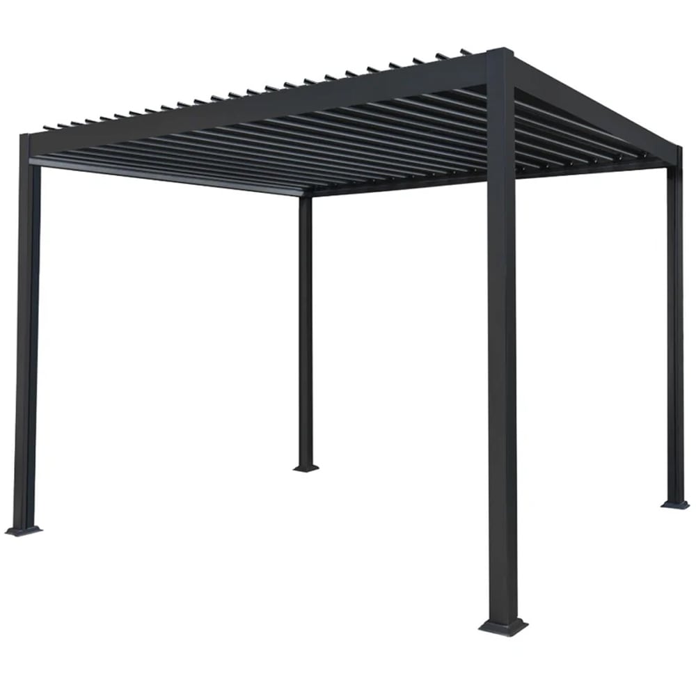 MonsterShop 3 x 3m Black Aluminium Pergola Image 2